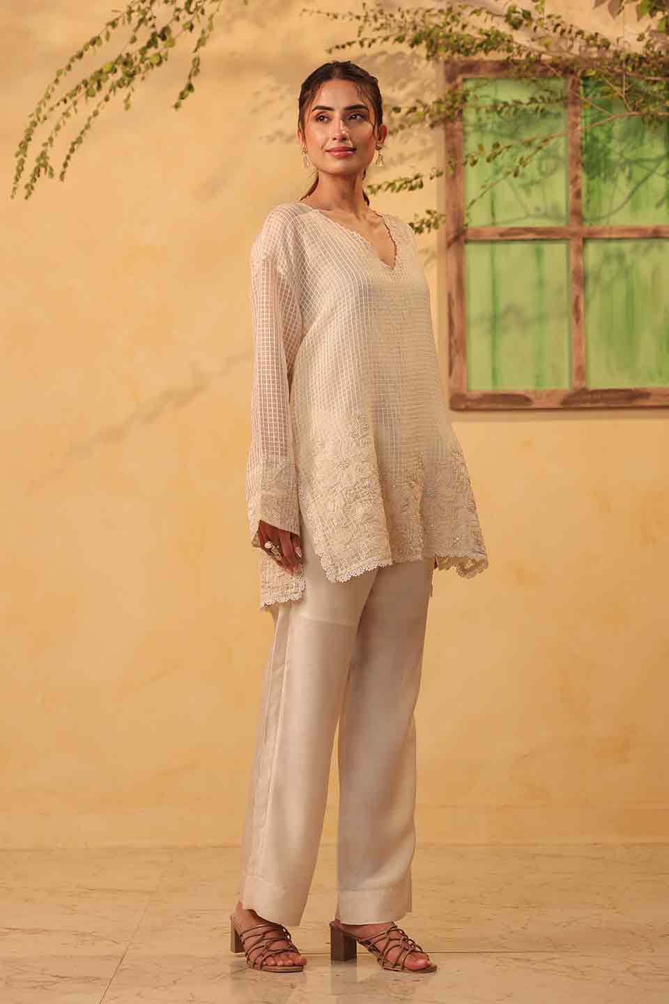 Vaayu Ivory Heavy Applique Co-Ord Set