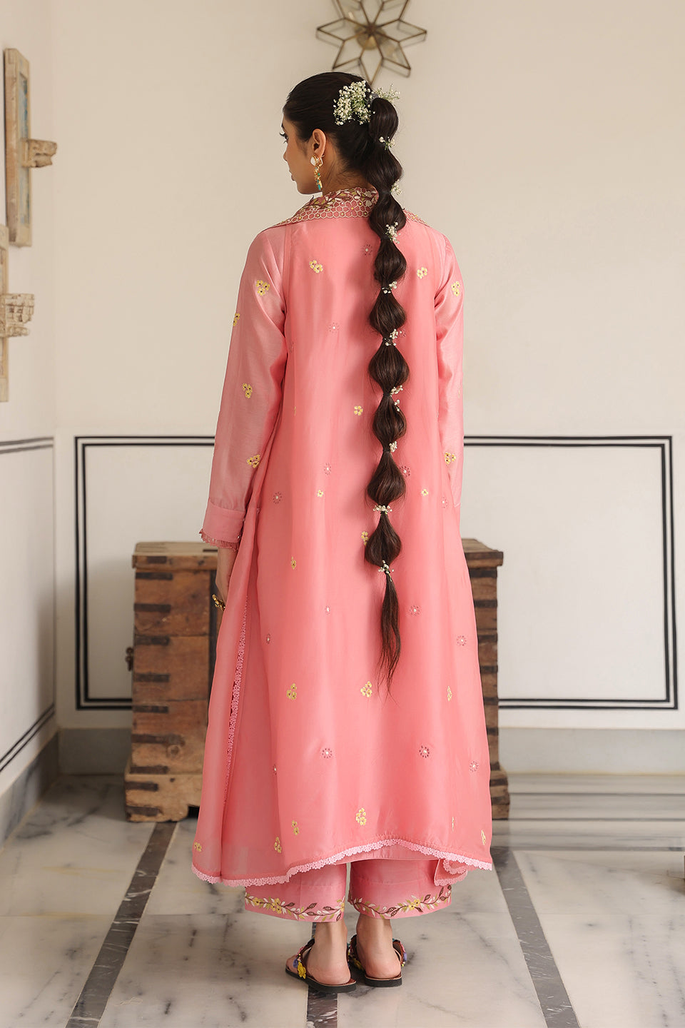 Gulzar Pink Jacket Style Kurta Set