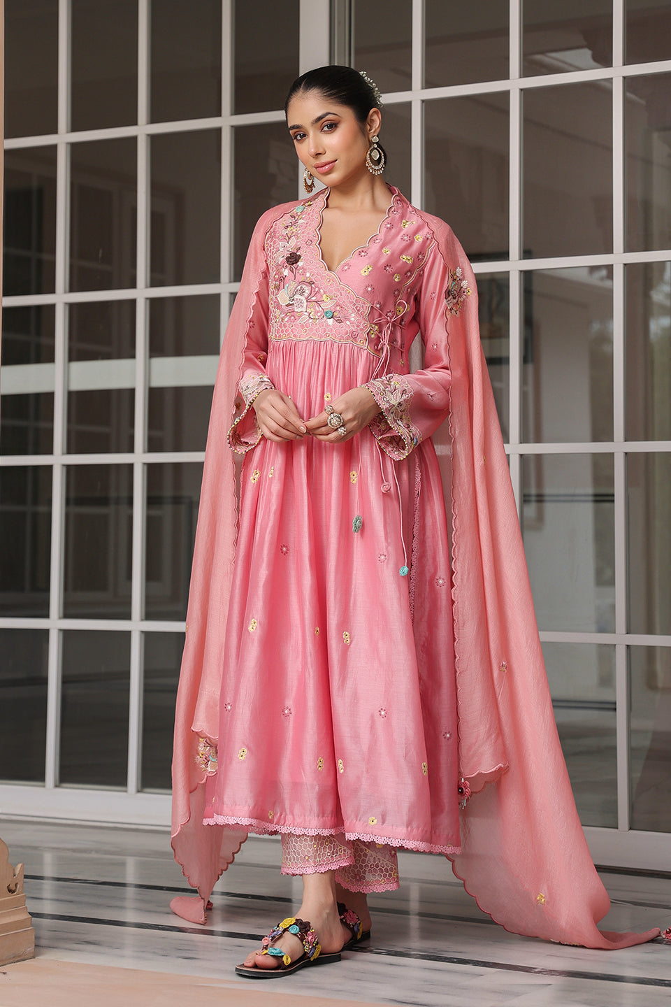 Gulzar Pink Frockstyle Kurta Set