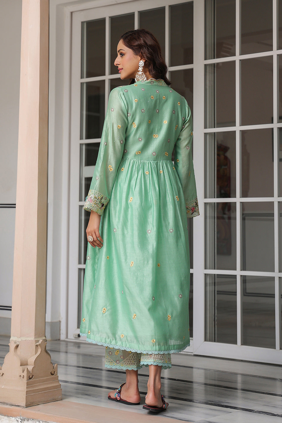 Gulzar Green Frockstyle Kurta Set
