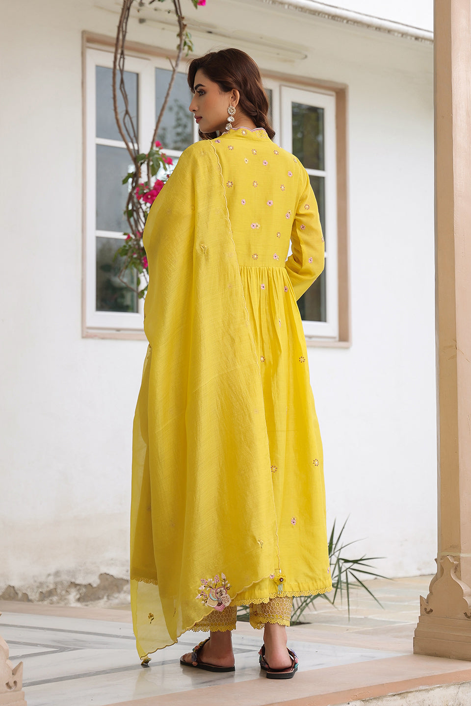 Gulzar Yellow Frockstyle Kurta Set