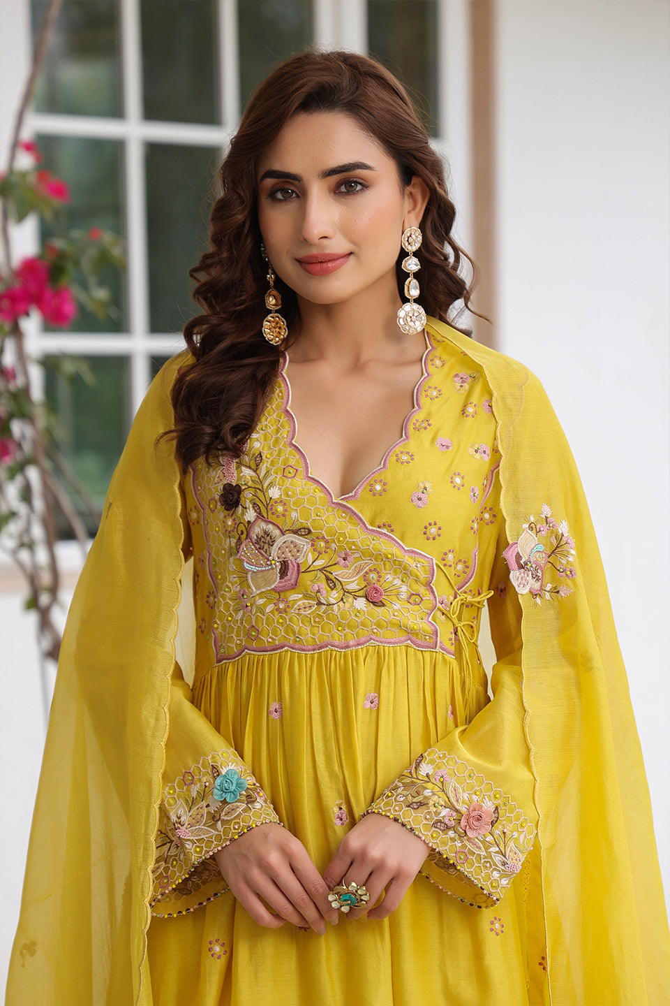 Gulzar Yellow Frockstyle Kurta Set