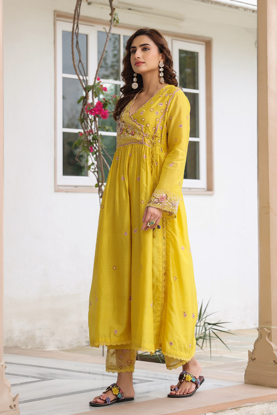 Gulzar Yellow Frockstyle Kurta Set