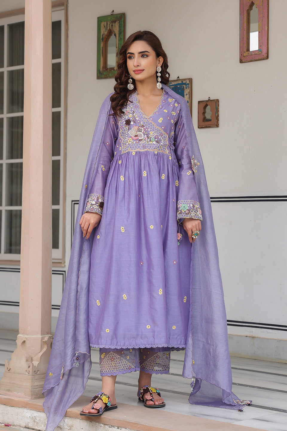 Gulzar Lilac Frockstyle Kurta Set