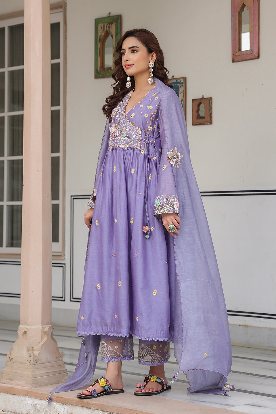 Gulzar Lilac Frockstyle Kurta Set