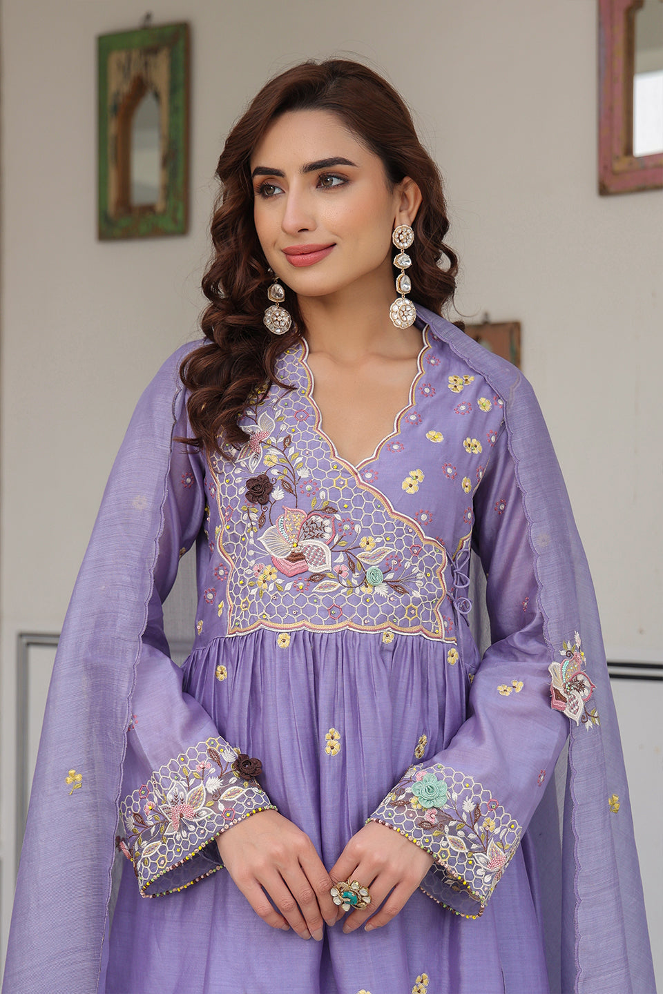 Gulzar Lilac Frockstyle Kurta Set