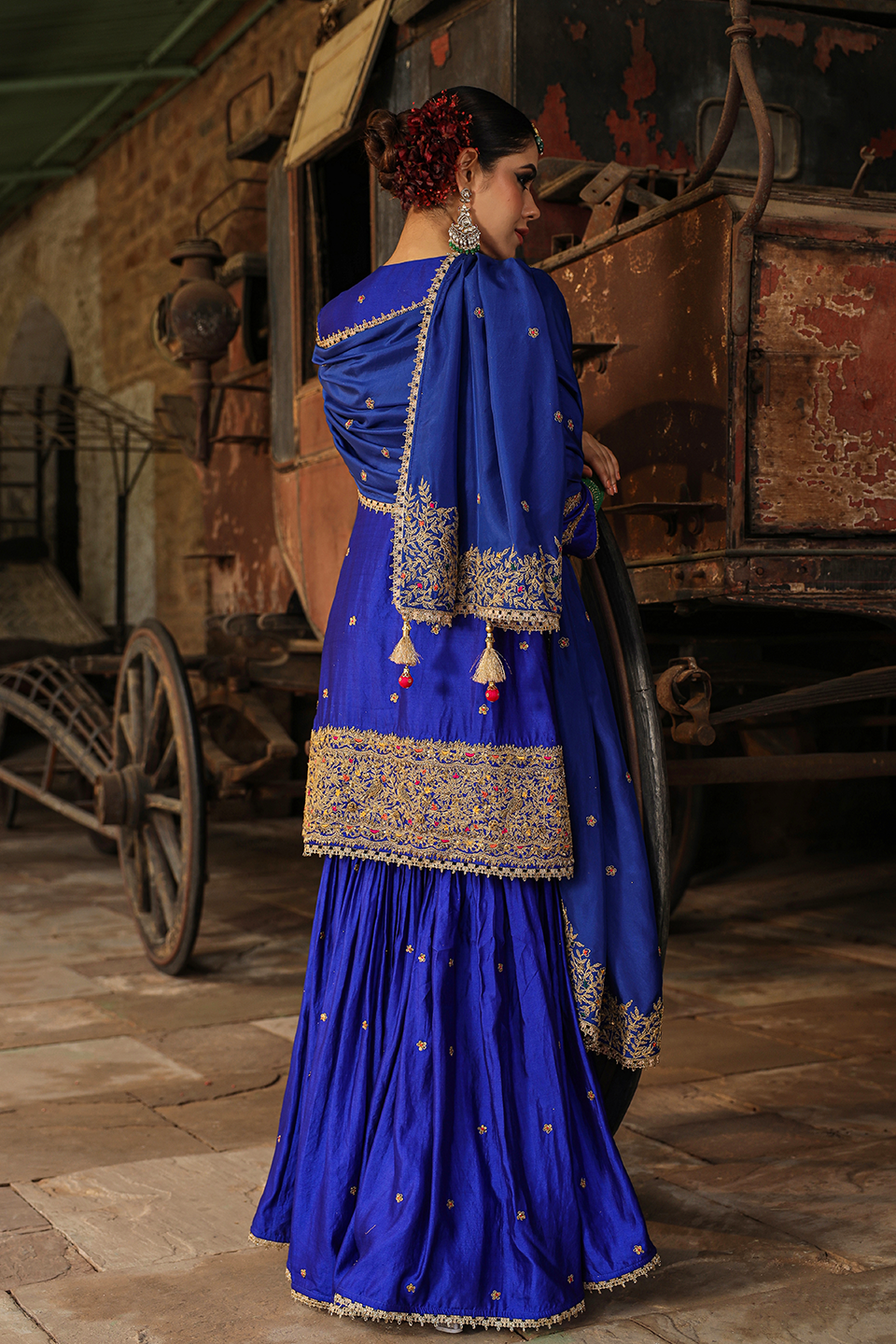 Bird Embroidered Sharara Heavy