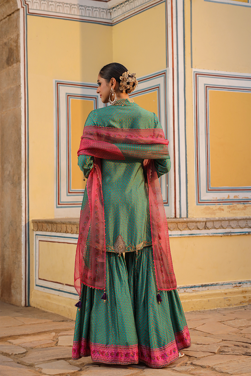 Cheent Print Sharara Cut Work + Heavy Hem