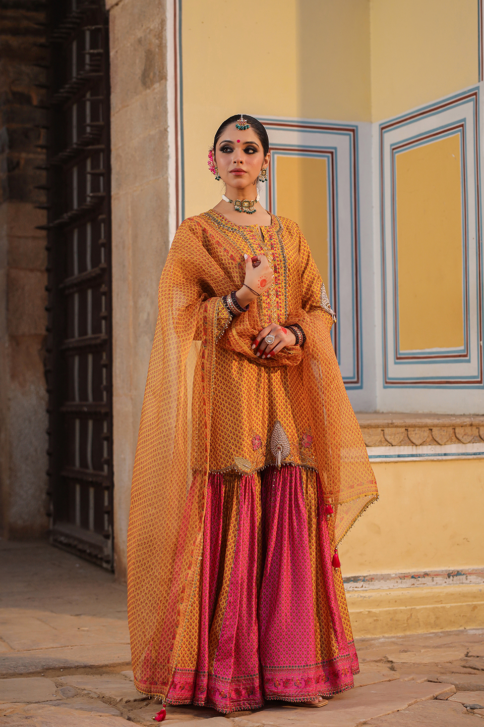 Cheent Dual Print Sharara Heavy Hem