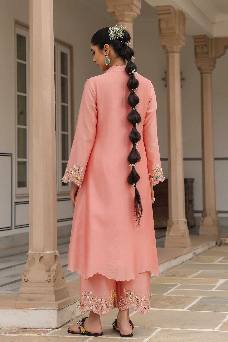 Gulzar Peach Scallop Kurta Set