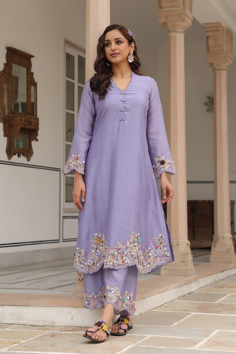 Gulzar Lilac Scallop Kurta Set