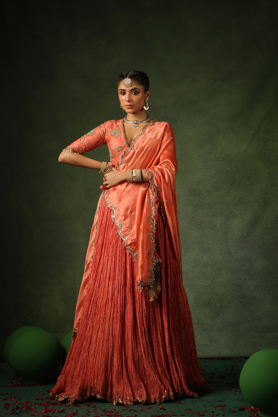 Pakeezah Zardosi Buta Lehenga Narangi