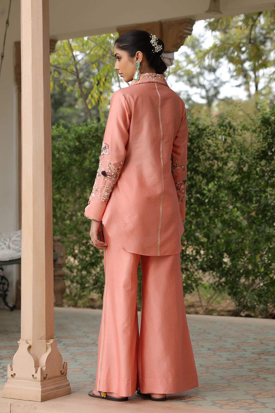 Gulzar Peach Jaal Co-ord Set