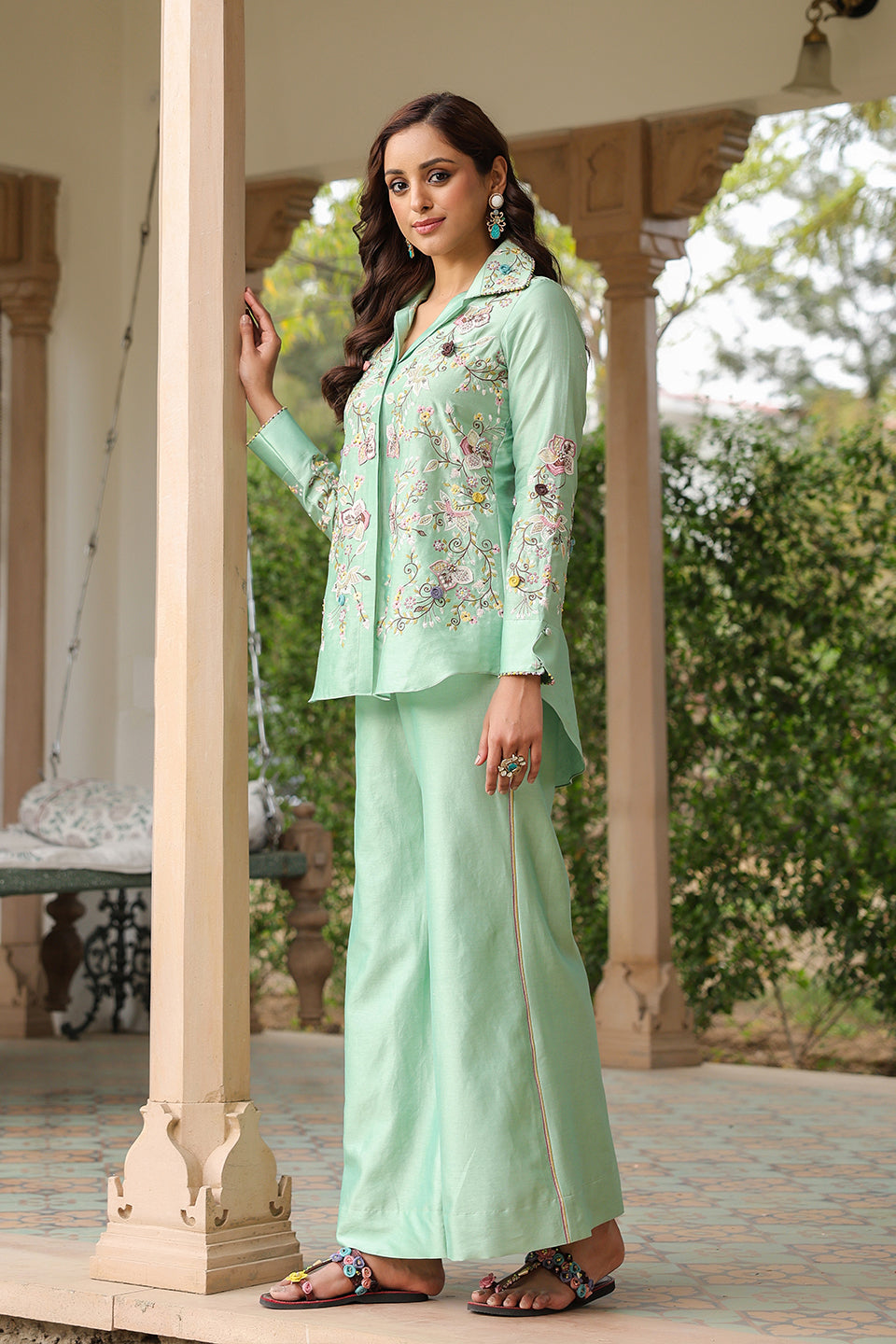 Gulzar Green Jaal Co-ord Set