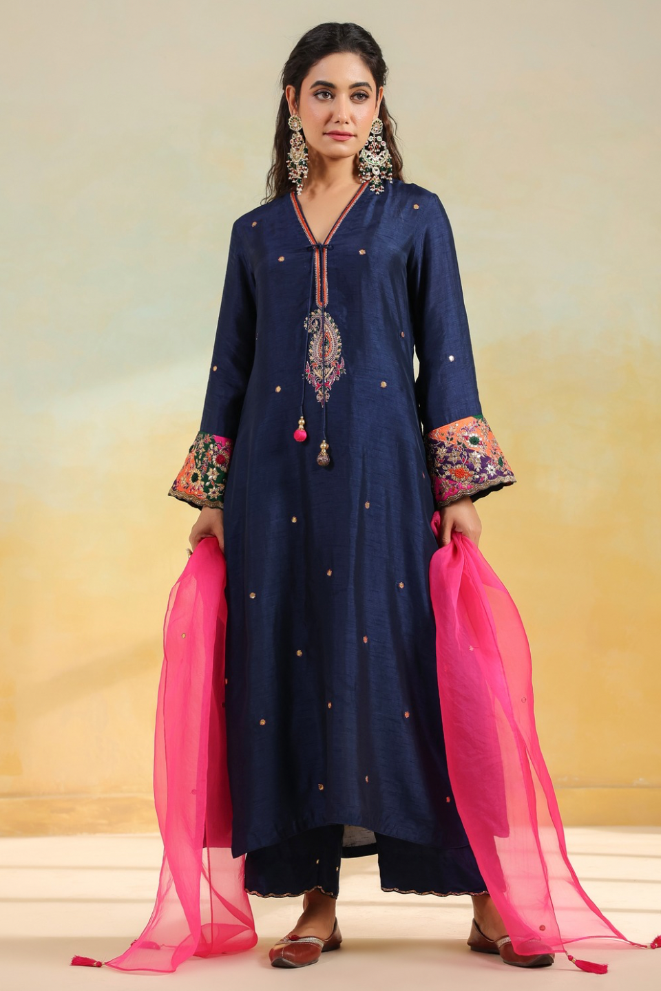 Electric Blue Paisely Gota Patti Kurta Set