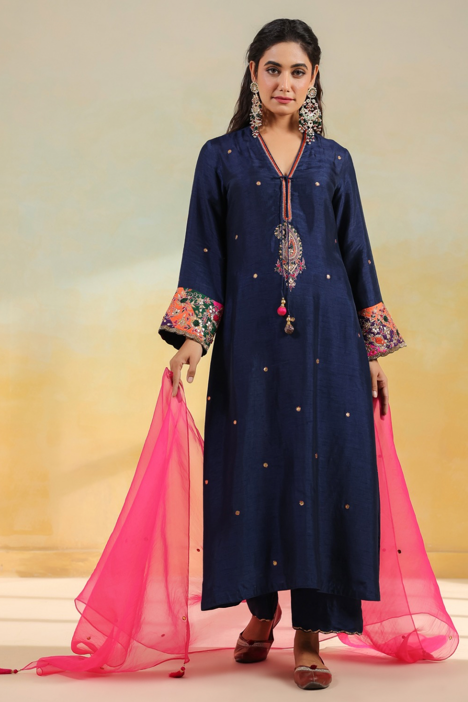 Electric Blue Paisely Gota Patti Kurta Set