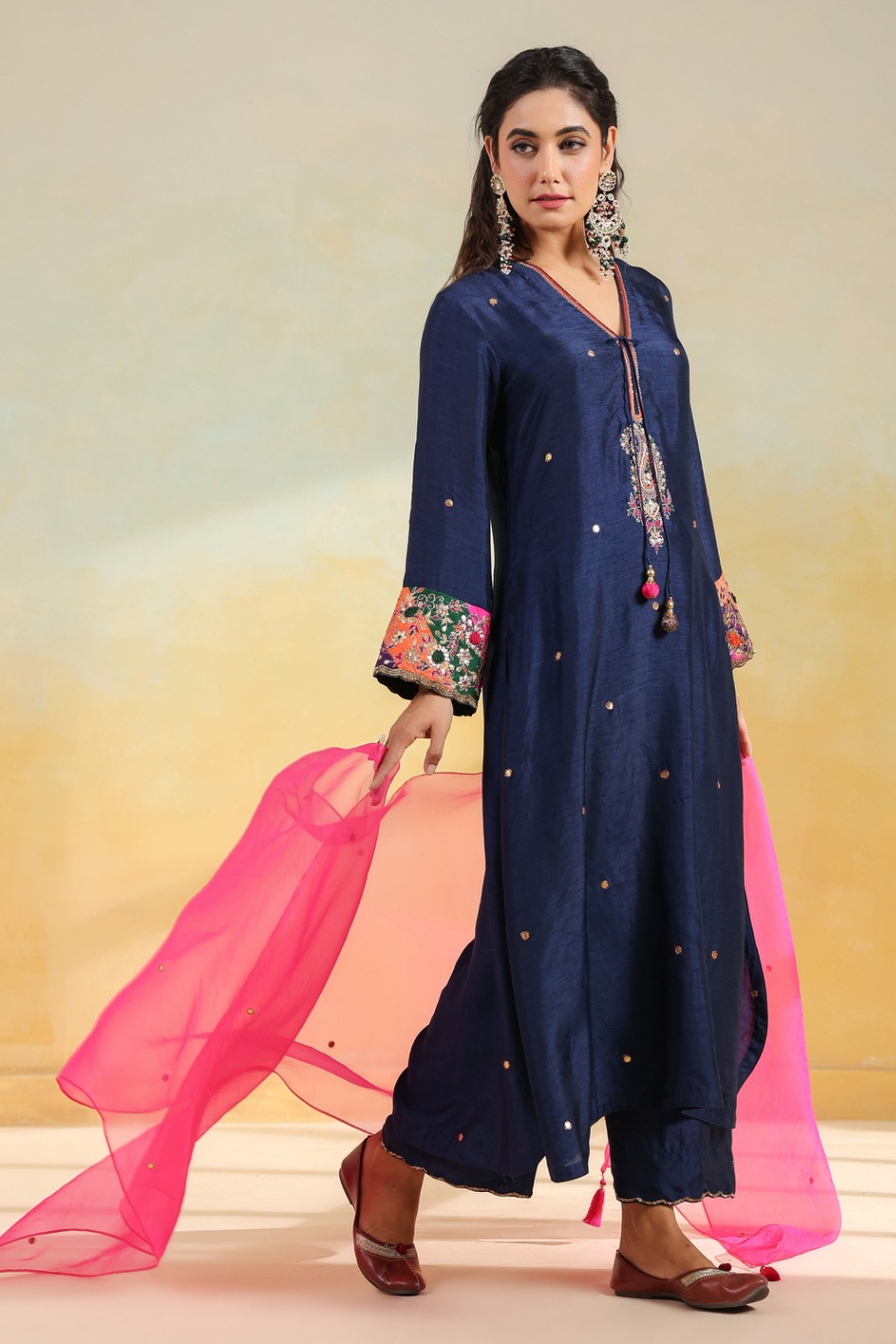 Electric Blue Paisely Gota Patti Kurta Set