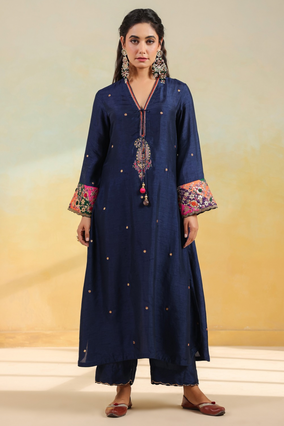 Electric Blue Paisely Gota Patti Kurta Set