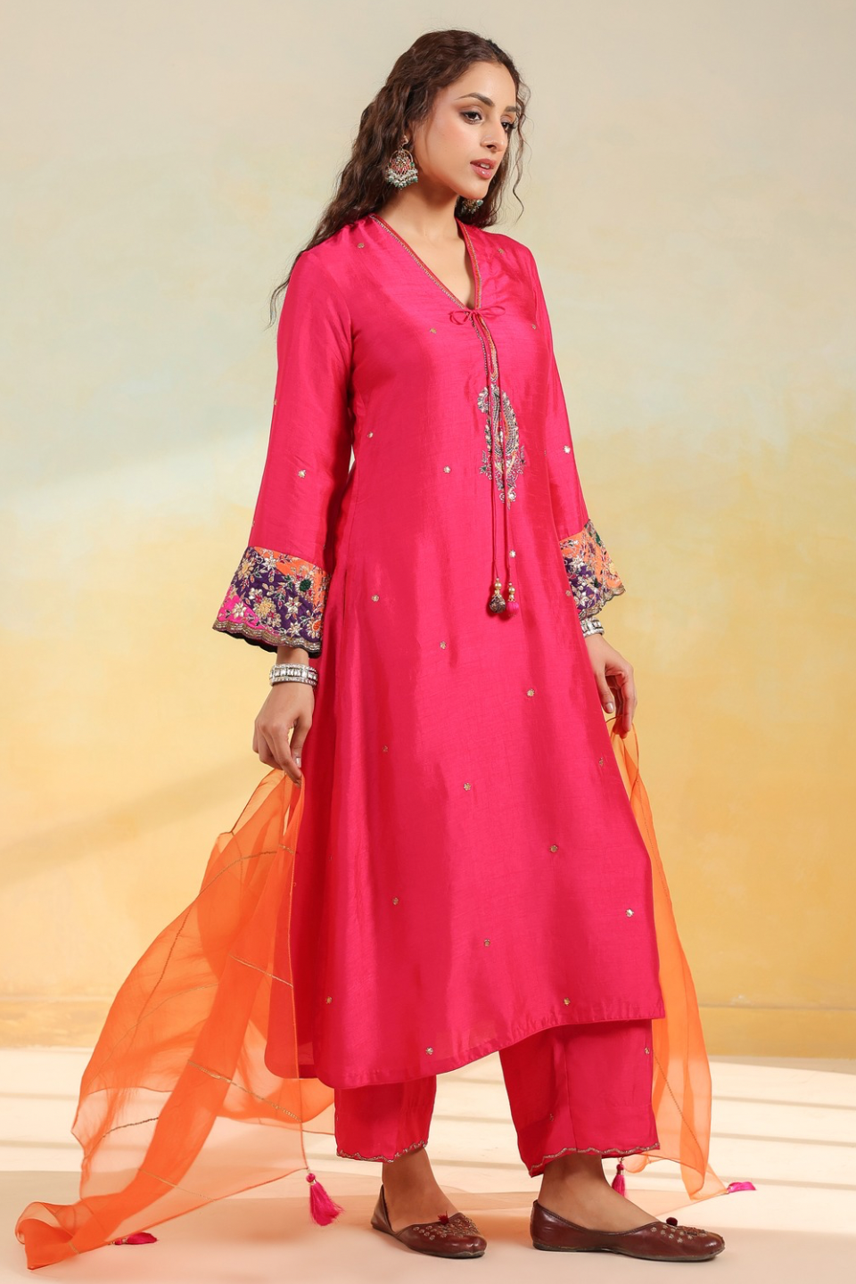 Pink Paisely Gota Patti Kurta Set
