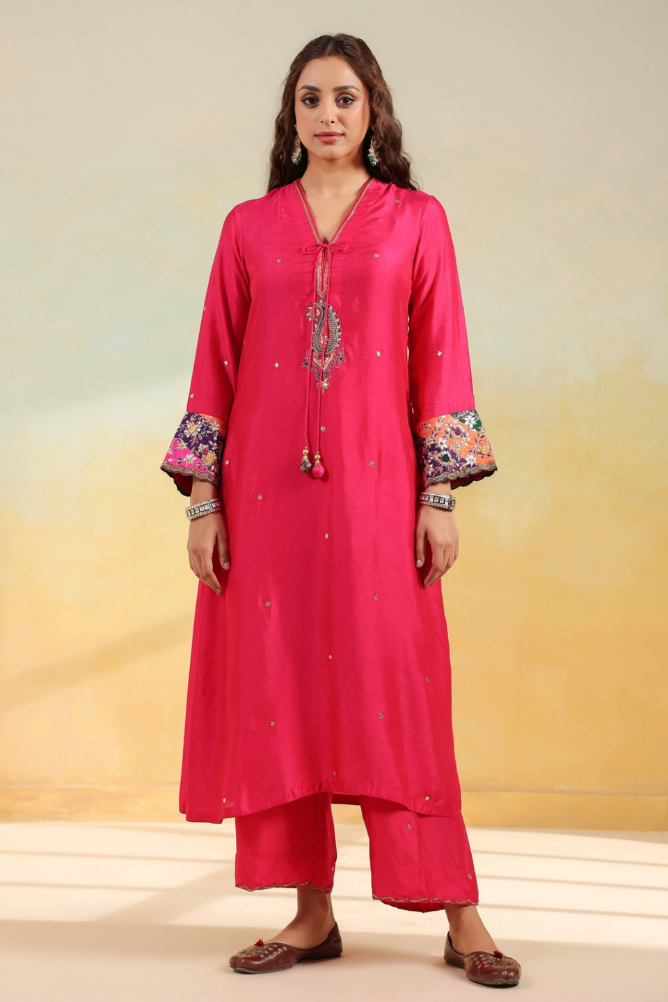 Pink Paisely Gota Patti Kurta Set