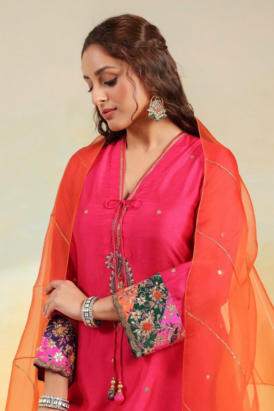 Pink Paisely Gota Patti Kurta Set