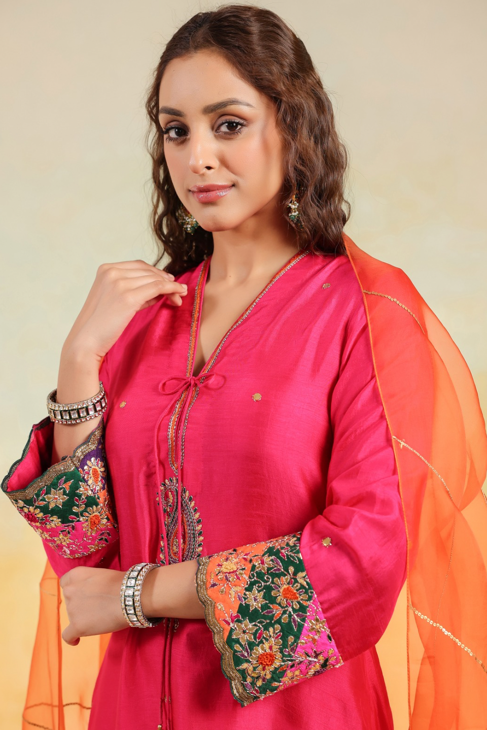 Pink Paisely Gota Patti Kurta Set