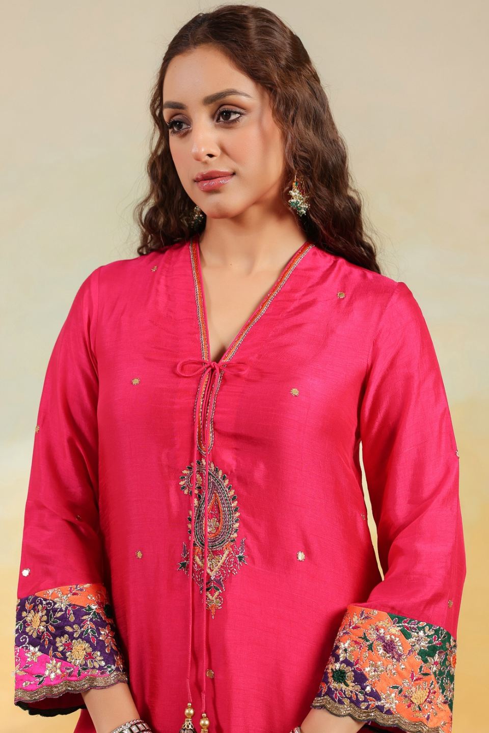 Pink Paisely Gota Patti Kurta Set