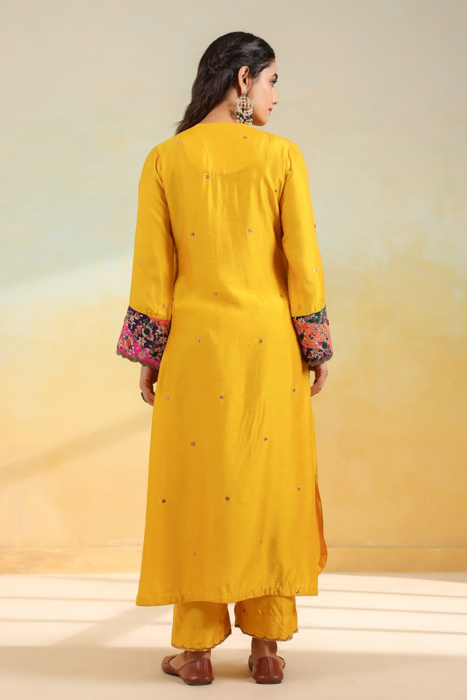 Yellow Paisely Gota Patti Kurta Set