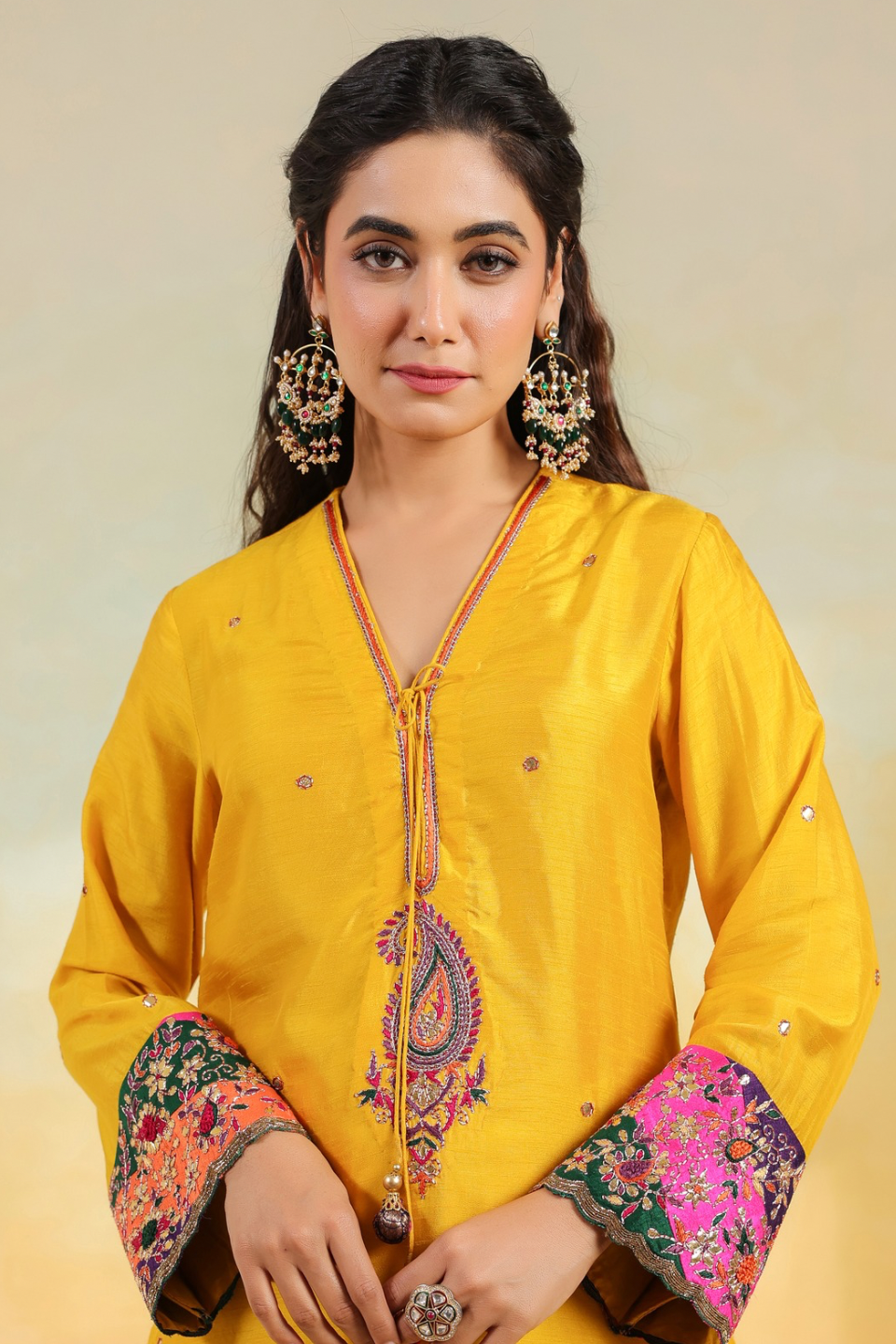 Yellow Paisely Gota Patti Kurta Set
