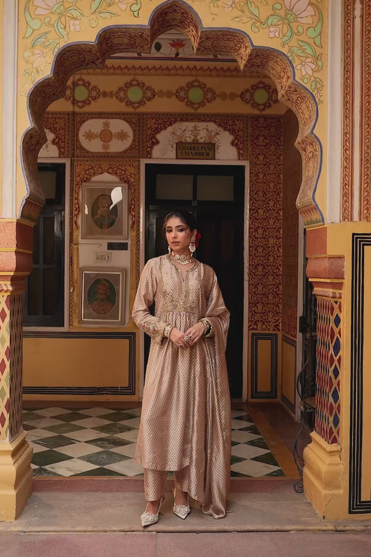 Ahista Ivory Printed Frockstyle Kurta Set