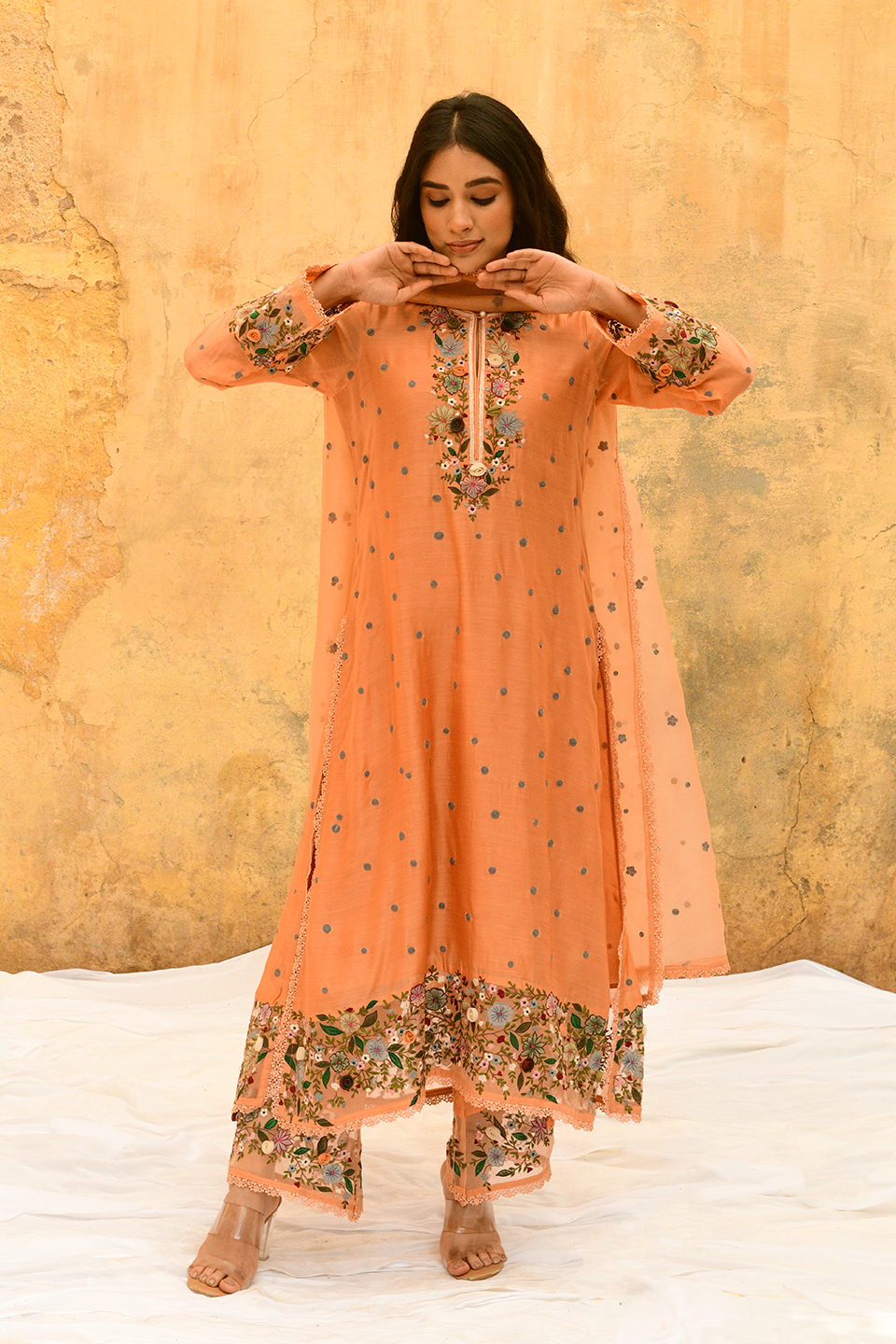 Peach Orchid Long Kurta
