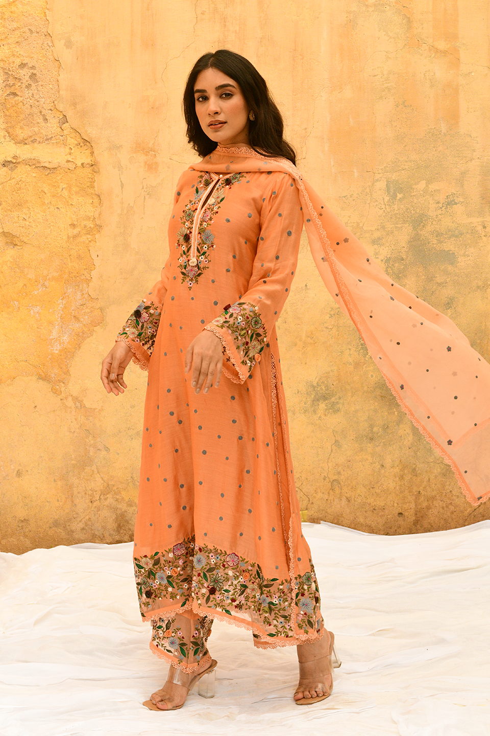 Peach Orchid Long Kurta