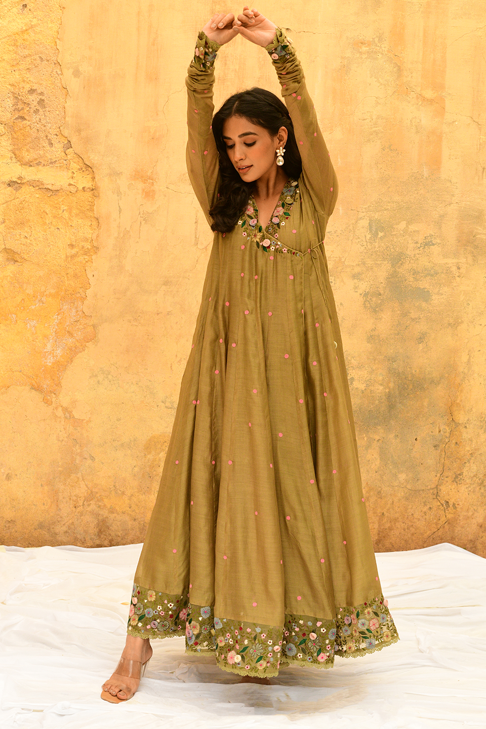 Olive Green Orchid Overlap Angrakha
