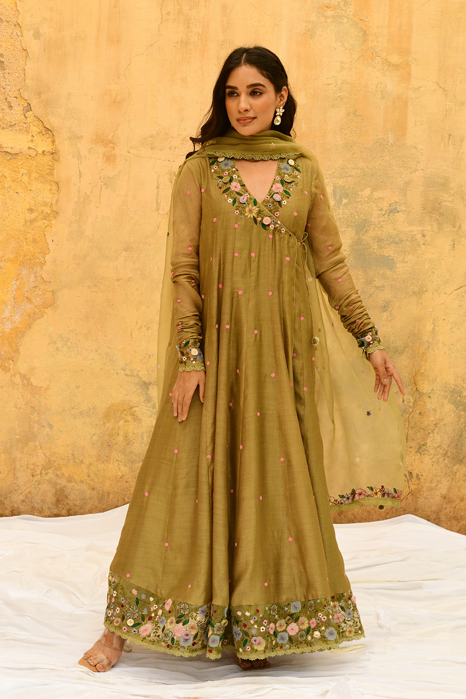 Olive Green Orchid Overlap Angrakha
