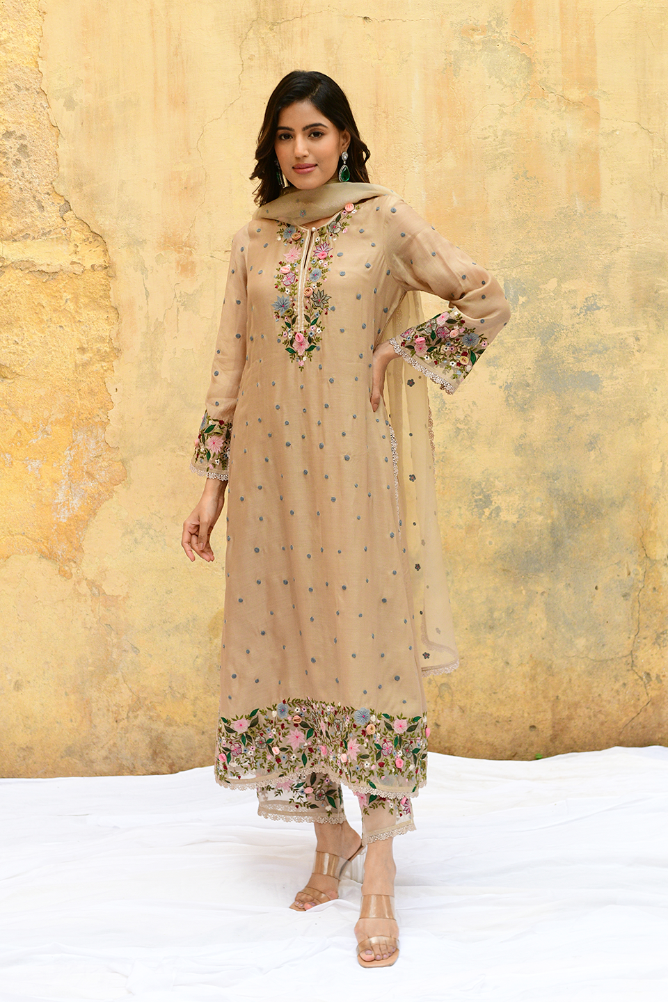 Ivory Orchid Long Kurta