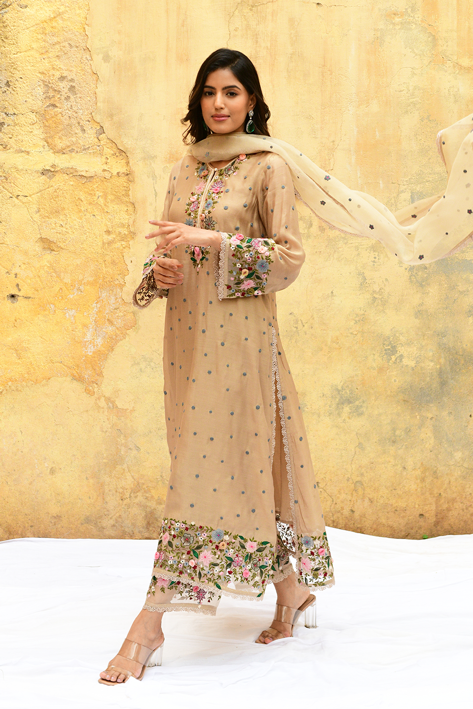 Ivory Orchid Long Kurta