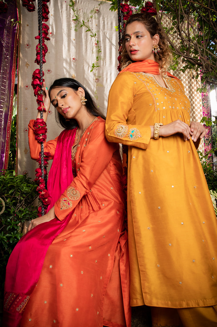 Mustard Zardozi Kurta Set