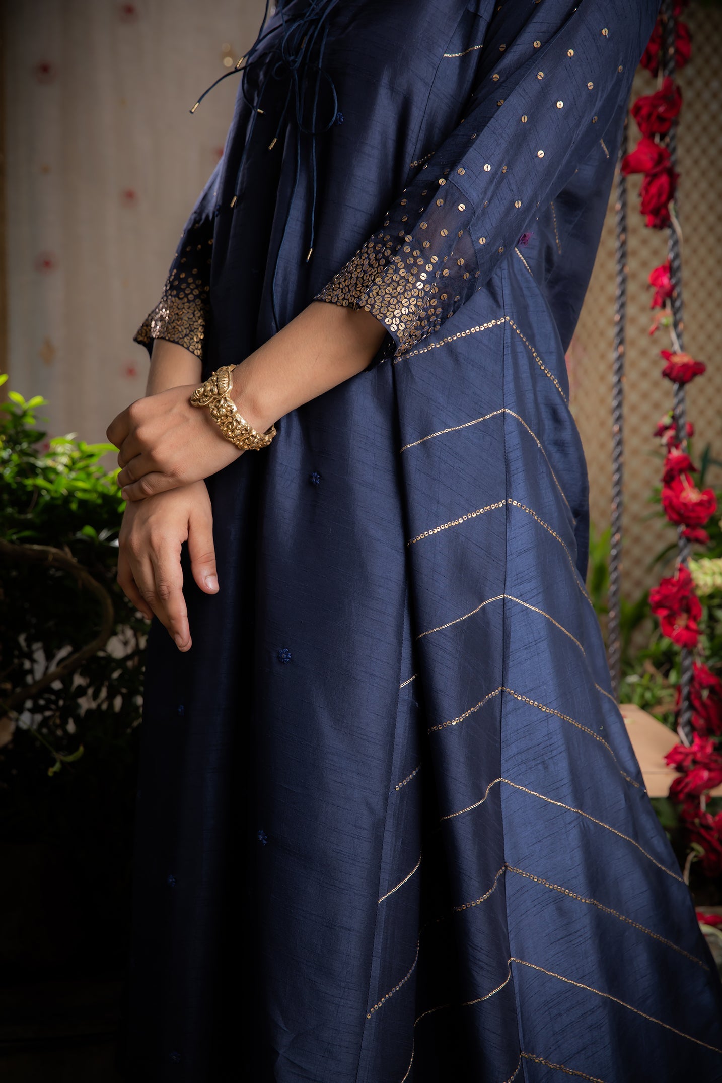 Blue Gold Tikki Kurta Set