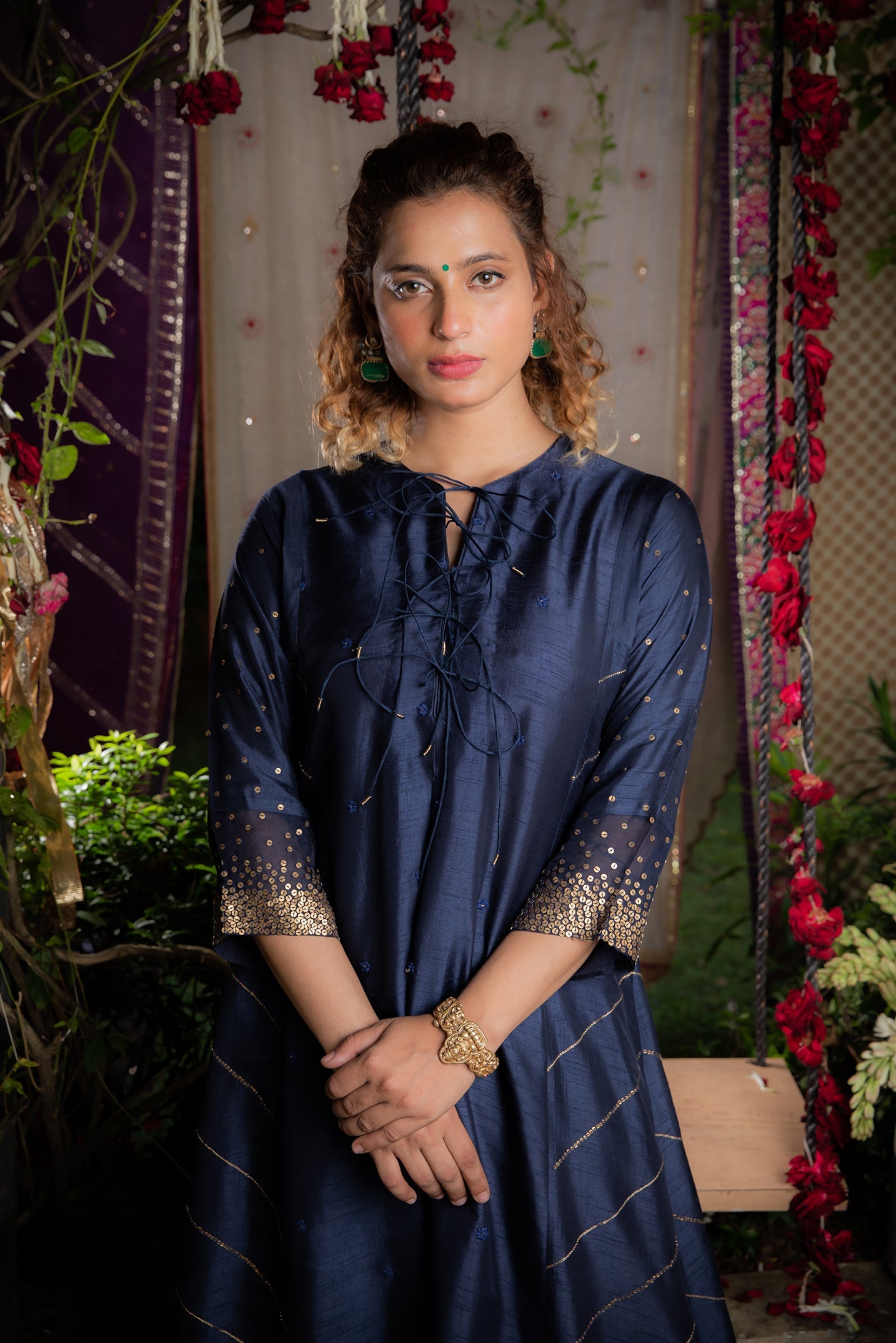 Blue Gold Tikki Kurta Set