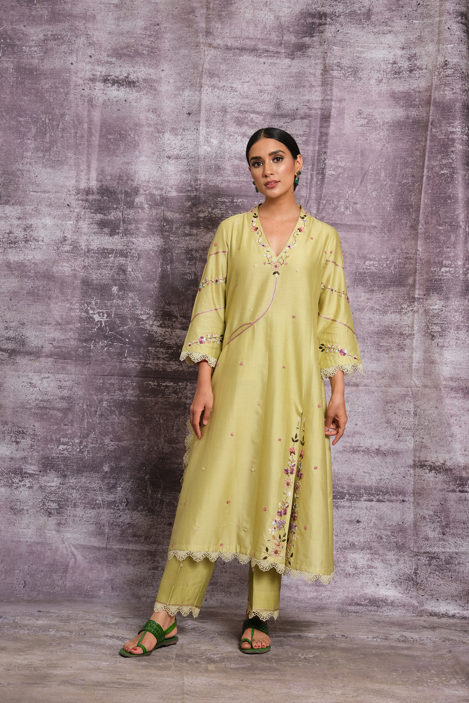 Mint Green French Knot Pocket Style Kurta Set
