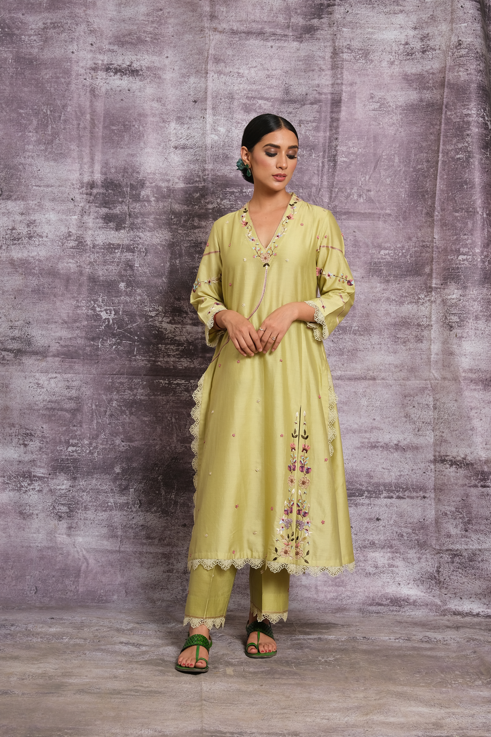 Mint Green French Knot Pocket Style Kurta Set