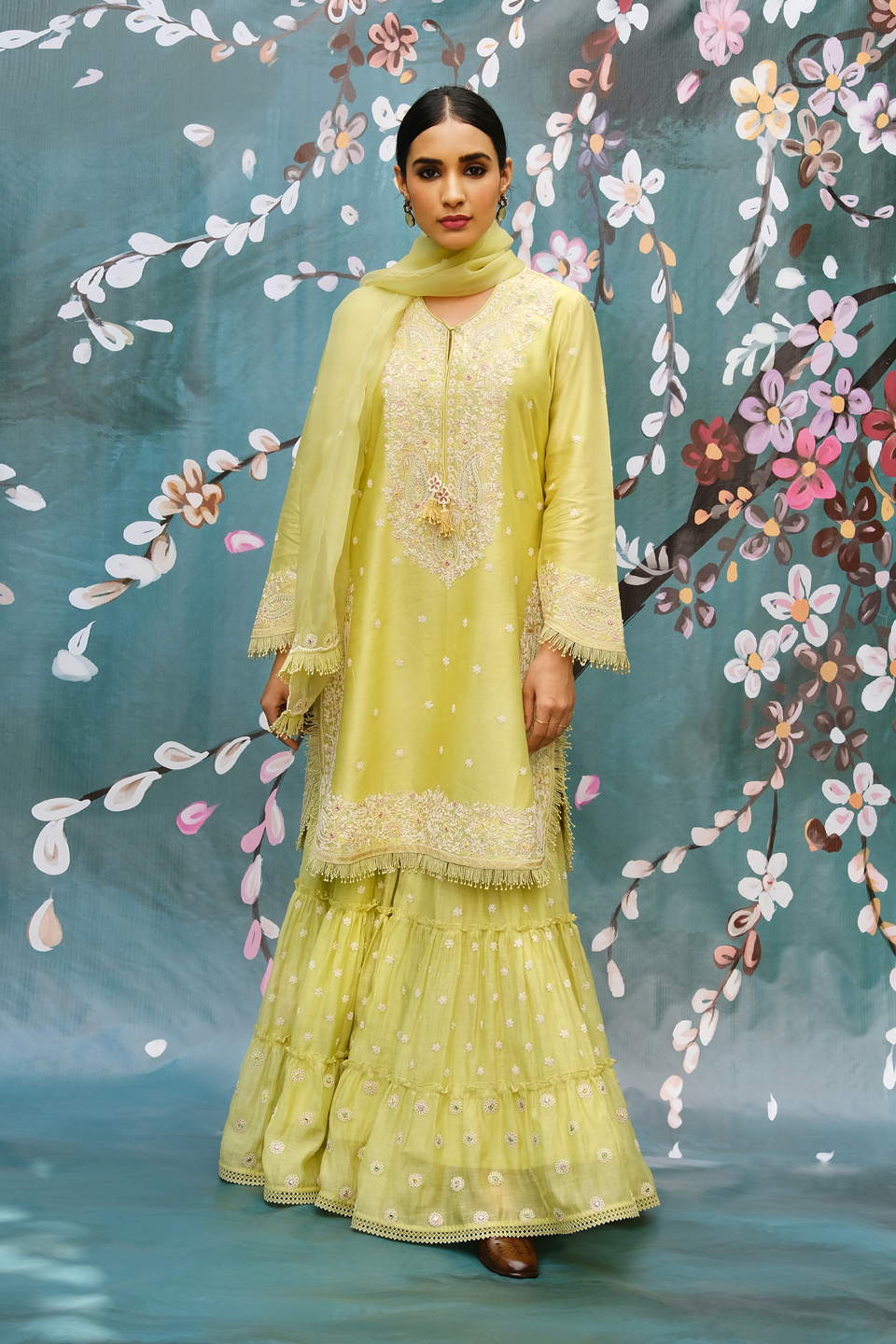 Mint Green Dori Paisley Sharara Set