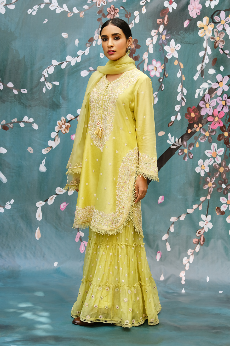 Mint Green Dori Paisley Sharara Set