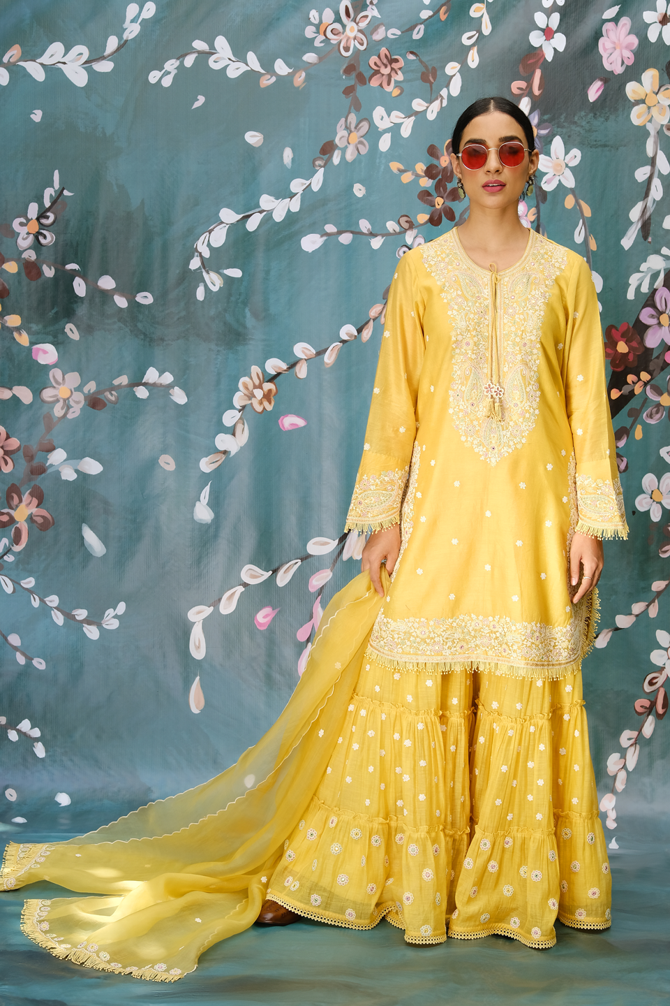 Yellow Dori Paisley Sharara Set
