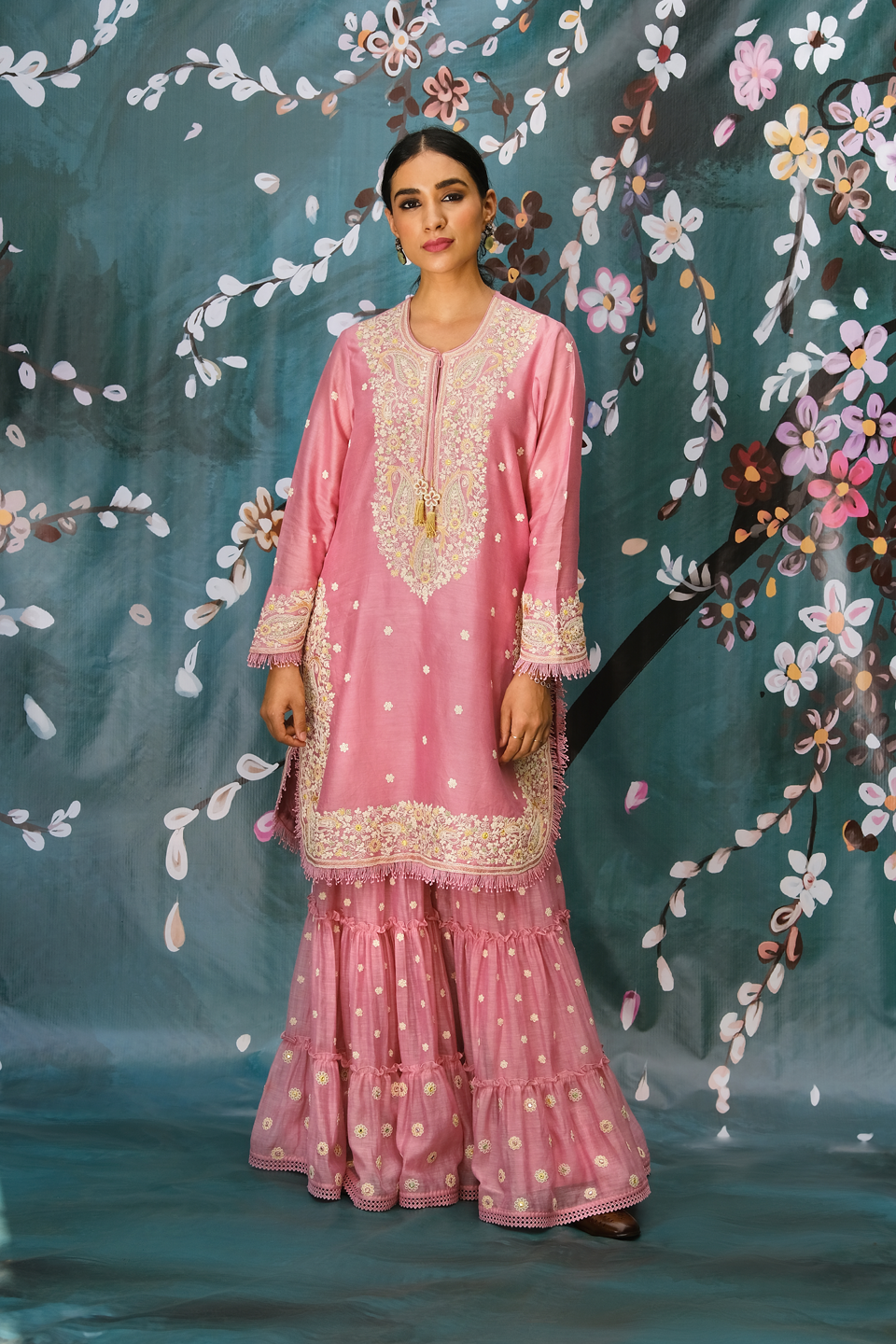 Pink Dori Paisley Sharara Set