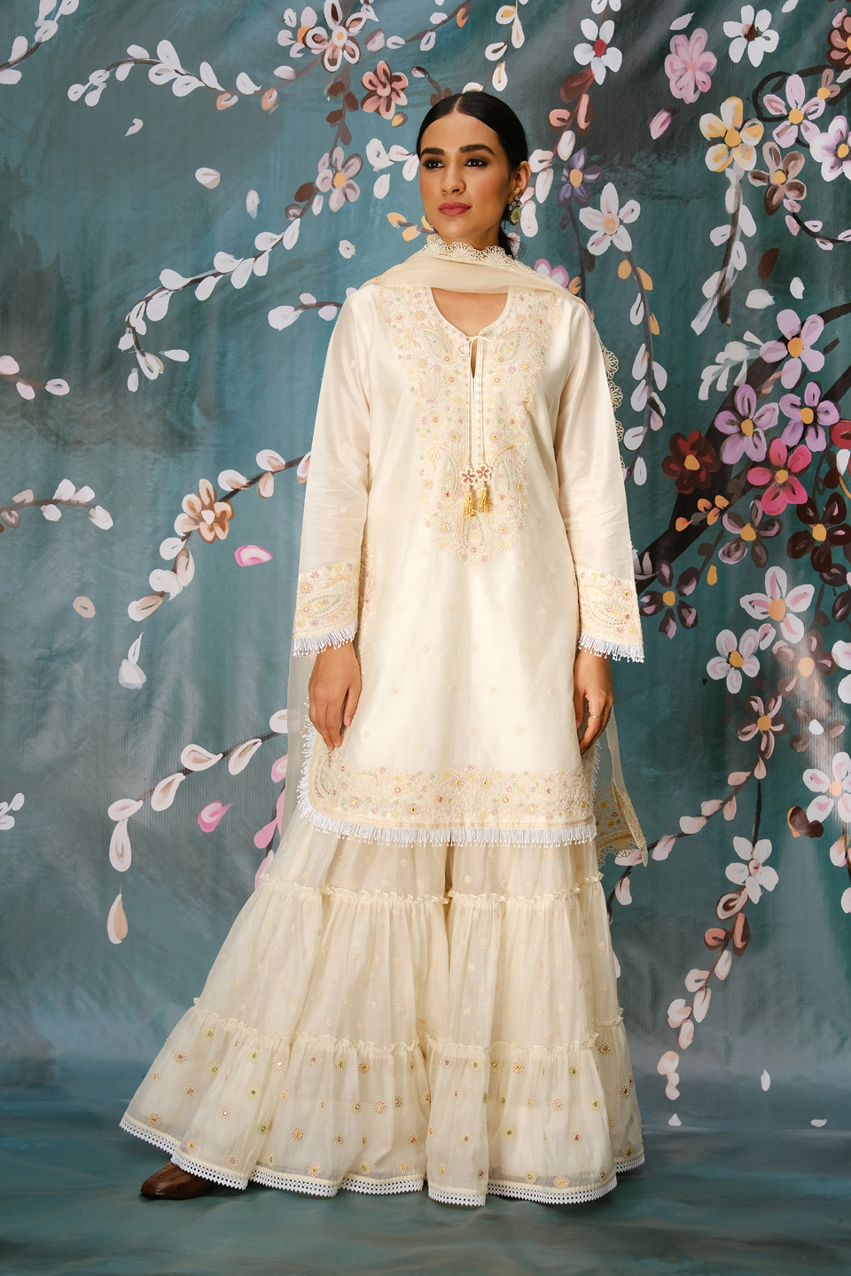 Ivory Dori Paisley Sharara Set
