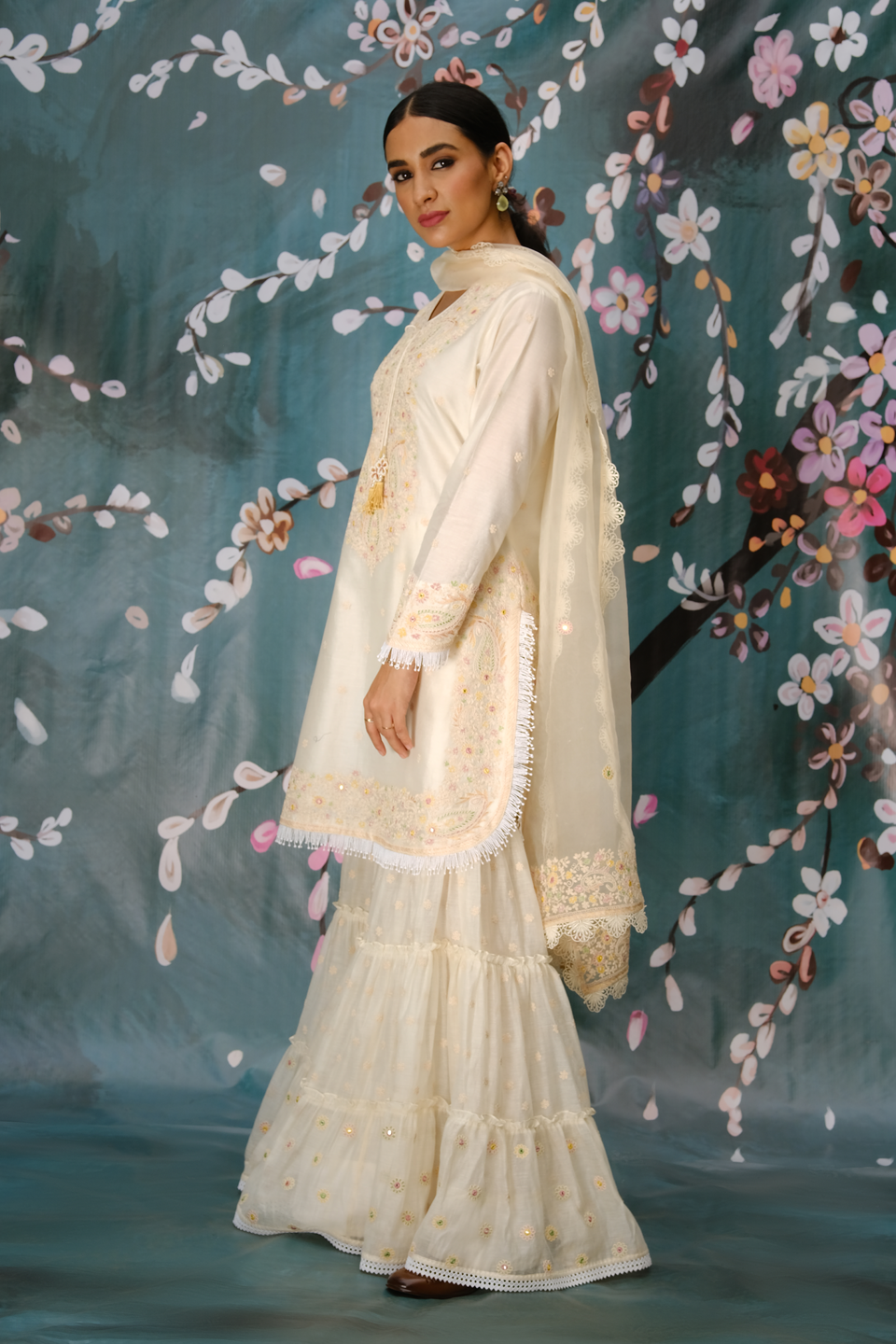 Ivory Dori Paisley Sharara Set