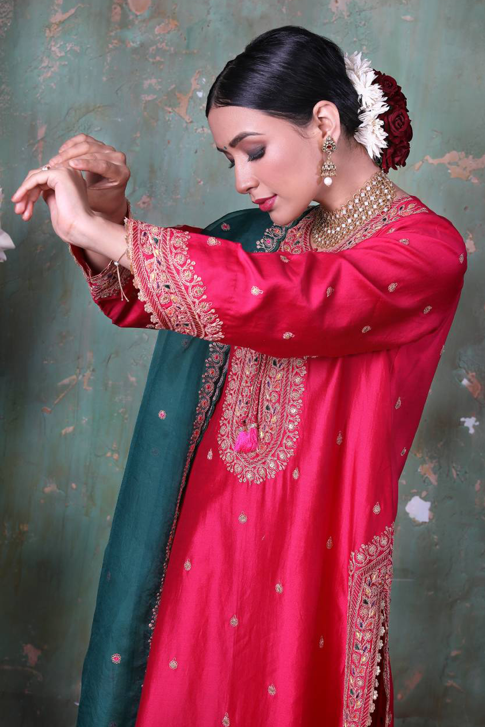 Pink Marodi Long Kurta Set