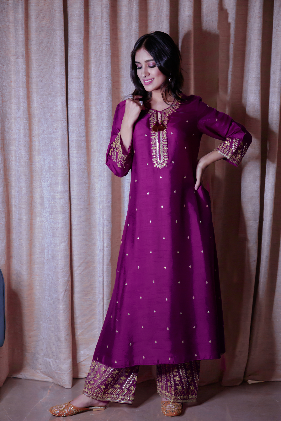 Purple Noor Farshi Kurta Set