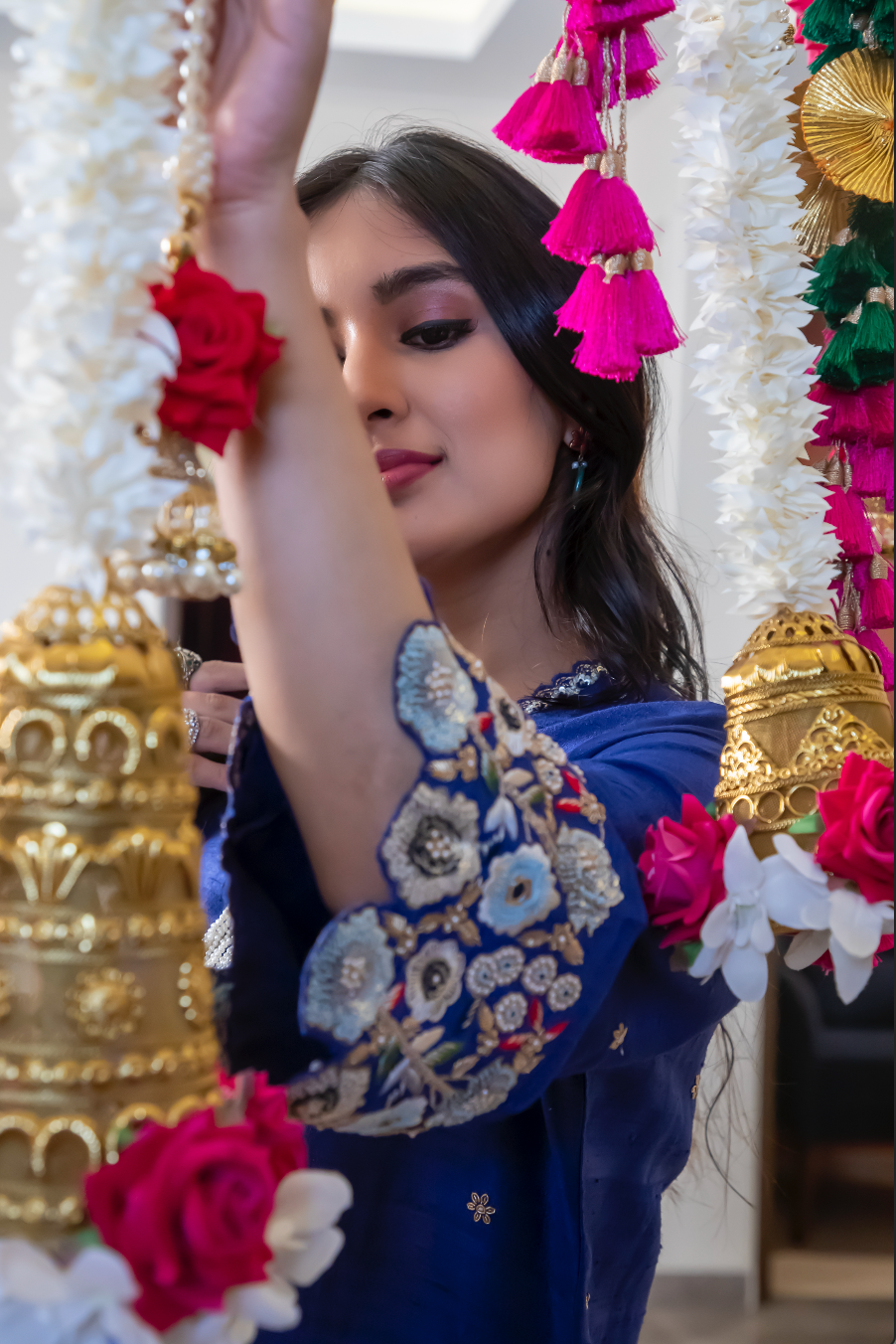 Blue Rose Cut Scallop Kurta Set